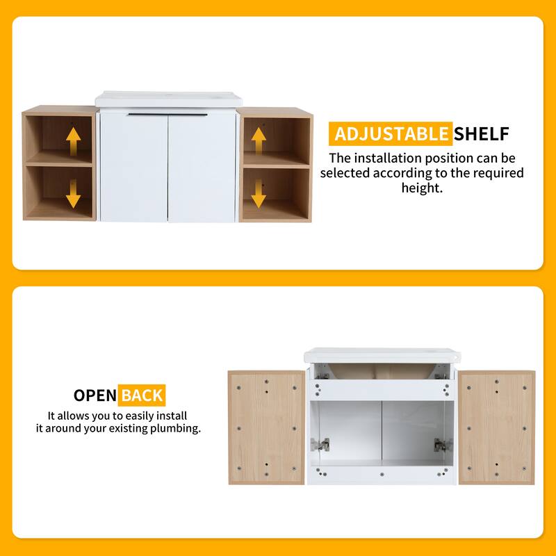 Beingnext 24"/36"/48"/60"/72"/84" Bathroom Vanity with Sink, Floating Bathroom Vanity with Soft Close Door and Shelf