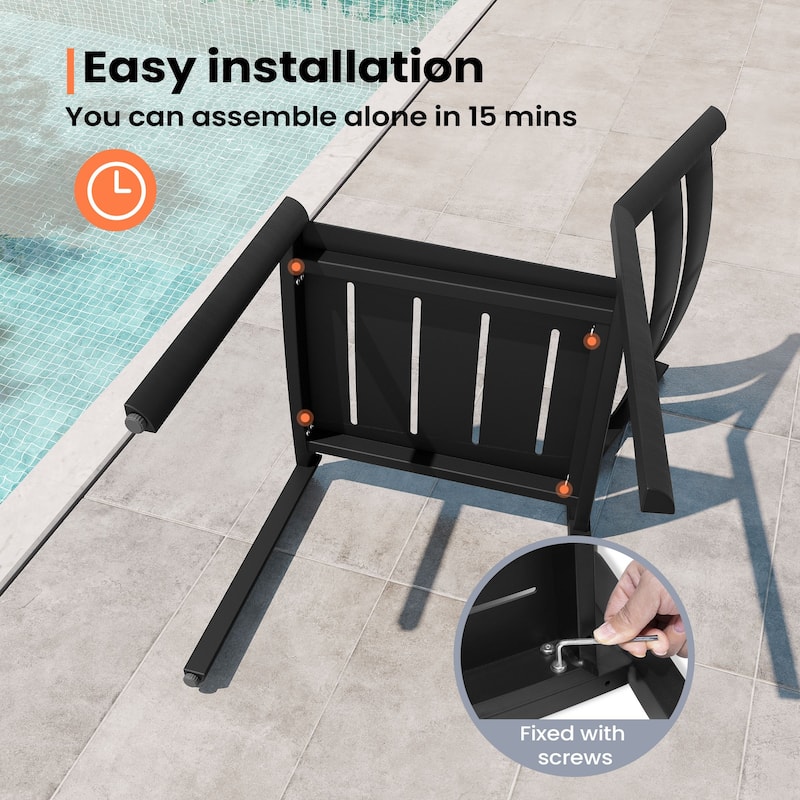 9PC Patio Outdoor Aluminum Dining Set with Umbrella Hole with Stackable Chairs