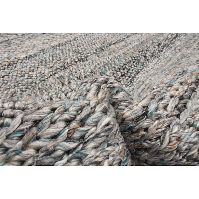 ECARPETGALLERY Braid weave Sienna Dark Grey Wool Rug - 5'1 x 8'1