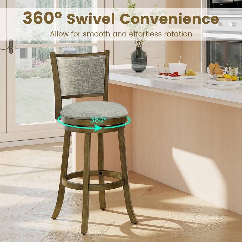 Gymax Swivel Bar Stools Set of 2 30 Inch Bar Height Chairs w/