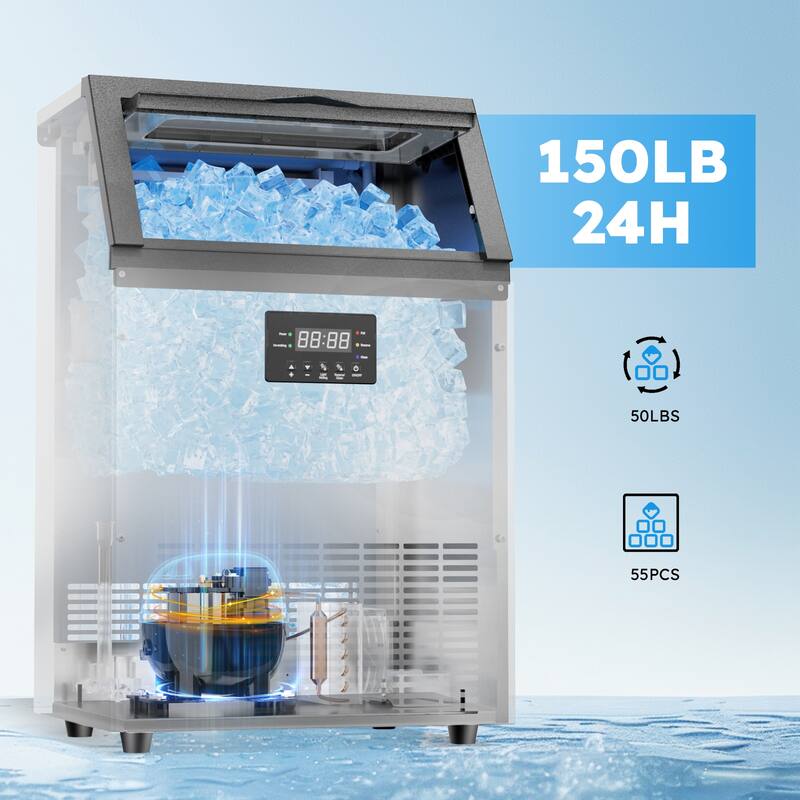 Ice Maker Commercial Ice Machine Stainless Steel Commercial Ice Maker Large Capacity Self-Cleaning