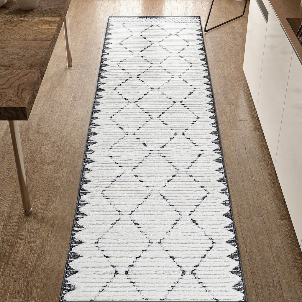 Roomfitters 2'2''x8' Machine Washable Boho Vintage Area Rug, Non-Slip Pet Friendly Indoor Living Room Decor Carpet - Cream