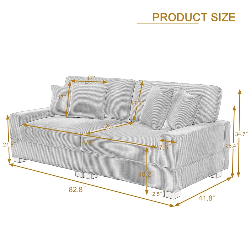 Oversized Modular Sectional Sofa Set with Pillows for Living Room