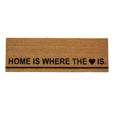 Natural Coir Outdoor Rectangular "Home Is Where the Heart Is" Doormat - 48