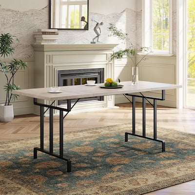 Dining Table, Rectangular Wooden Kitchen Table for 6, Industrial Farmhouse Kitchen Sets