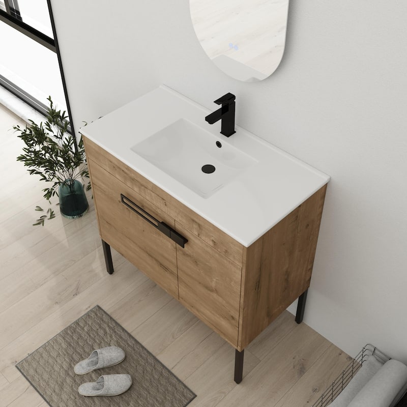 Bathroom Vanity With Sink In 24/30/36 Inch, Floating Bathroom Vanity or Freestanding Vanity With Soft Close Door