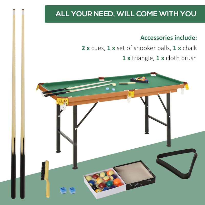 HomCom 55 in Realistic Fleece Compact Lightweight Foldable Pool Billiards Table