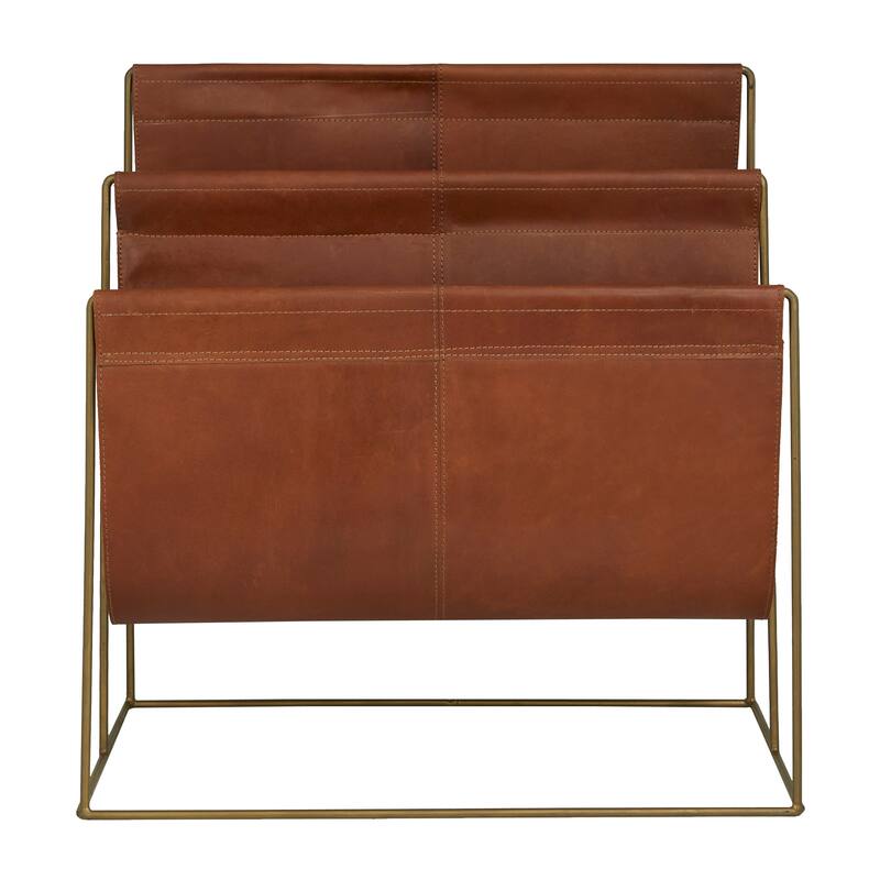Leather Modern Magazine Holder - 22 x 21 x 14