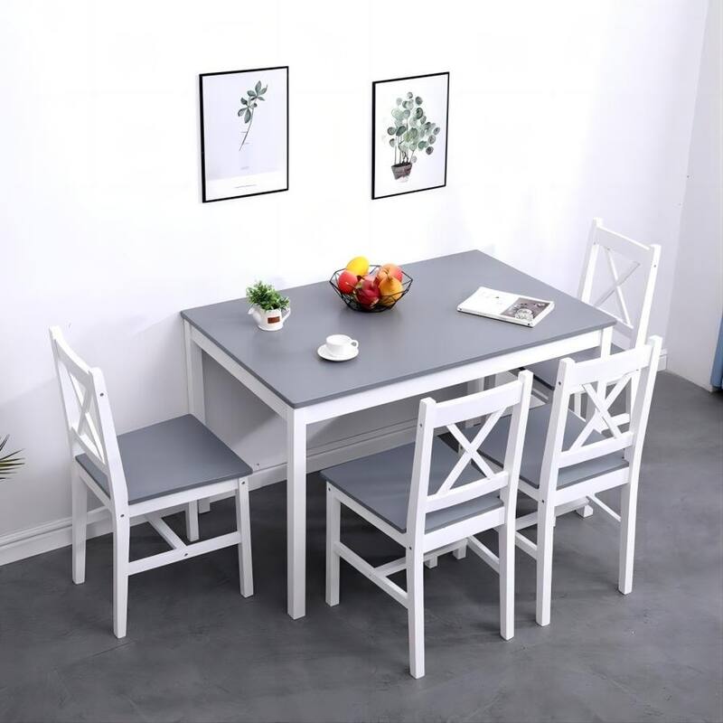 Dining Table Set of 4, Kitchen Table with 2 Chairs 1 bench - Grey