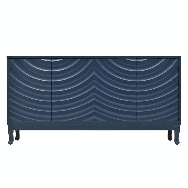 Four-Door Sideboard with Elegant Wavy Pattern and Arched Groove Design