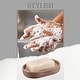 preview thumbnail 43 of 59, Chic Polyresin Soap Dish with Draining Bamboo Insert - 5 L x 3.4 W x 1 H