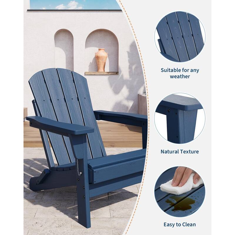 Folding Adirondack Chairs Set Of 1 HDPE Plastic Outdoor Chairs