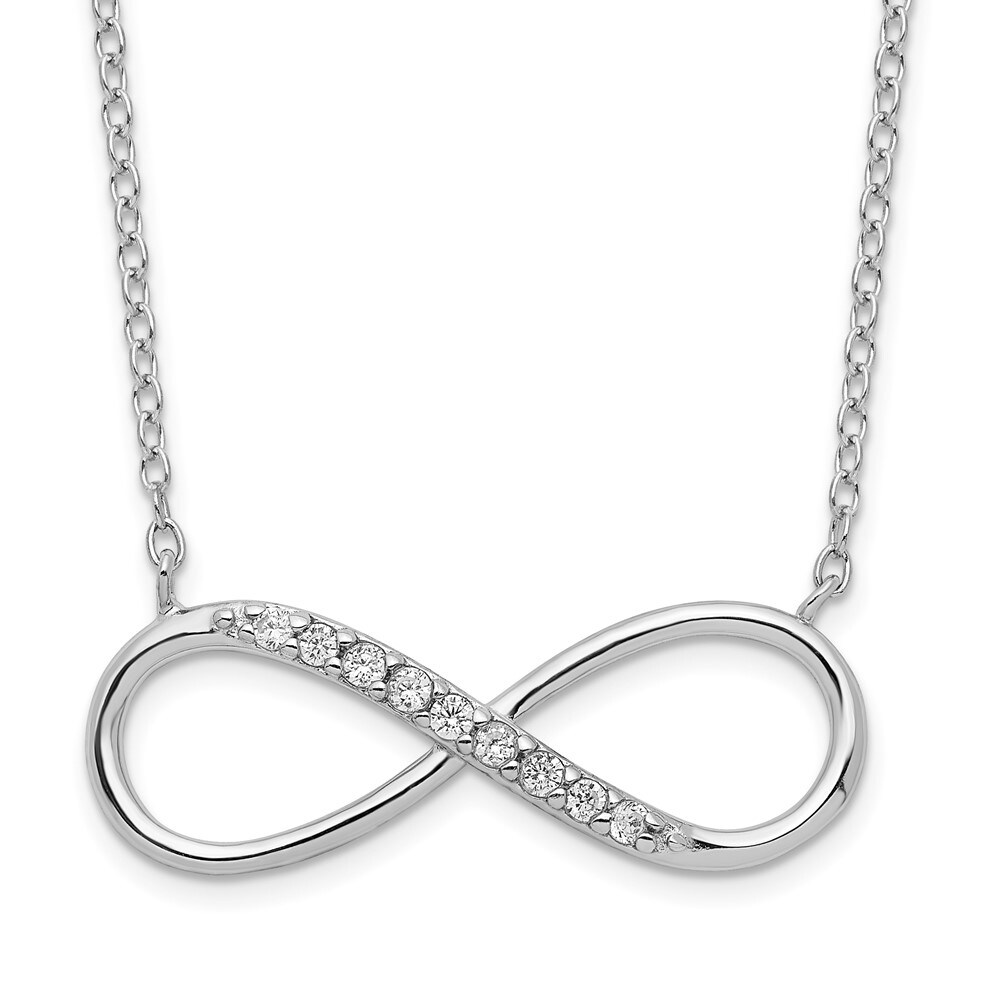Beautiful Sterling silver 925 sterling Sterling Silver Rhodium-plated with CZ Infinity w/ 2 IN EXT Necklace