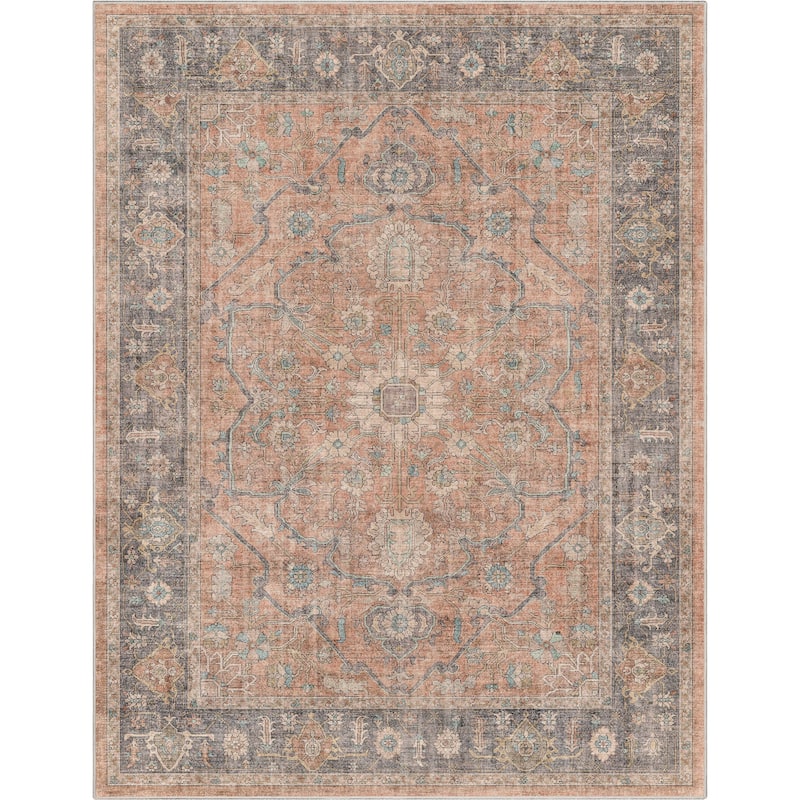 Well Woven Apollo Antigua Persian Oriental Machine Washable Area Rug - 9' 10" x 13' - Coral - Rectangle