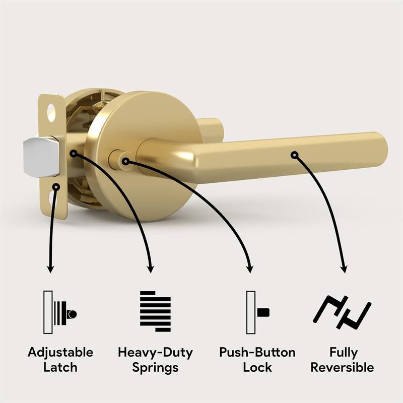 Mega Handles RONN Privacy Flat Lever for Hallway, Closet, and Bathroom I Reversible Keyless Door Lock