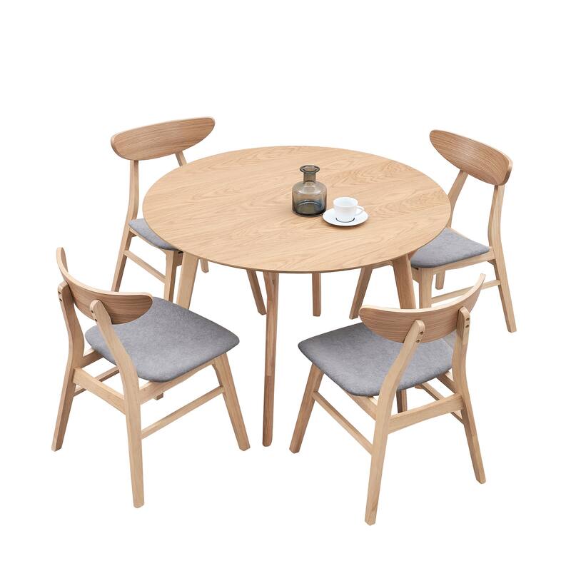 42.01 Inch Saving Place Table,Wooden Dining Table for 4 Persons,Modern Design Round Kitchen Table