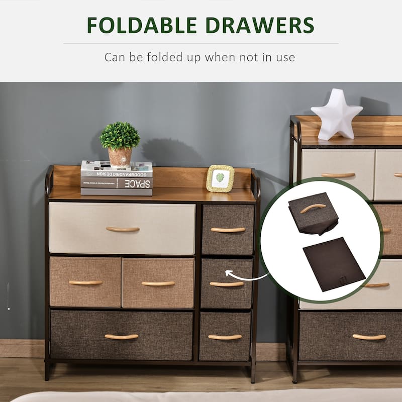 HOMCOM 5-Drawer Dresser Tower 4-Tier Storage Organizer with Steel Frame Wooden Top for Bedroom Hallway Closets