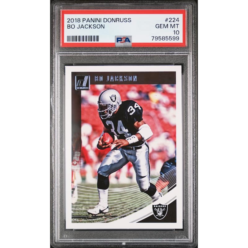 Bo Jackson 2018 Panini Donruss Football Card #224 Graded PSA 10 - 8'6" x 11'6"