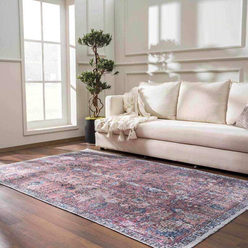 HOLI Area Rug - 5'x7'6" - Burgundy, Pink, Blue