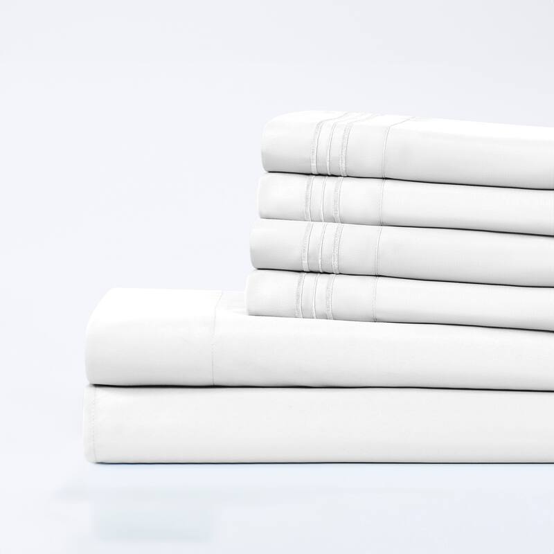 Modern Threads 6-Piece Bed Sheet Set - Ultra Soft Brushed Microfiber, Deep Pocket, Cool & Breathable, Fits 21" Mattress