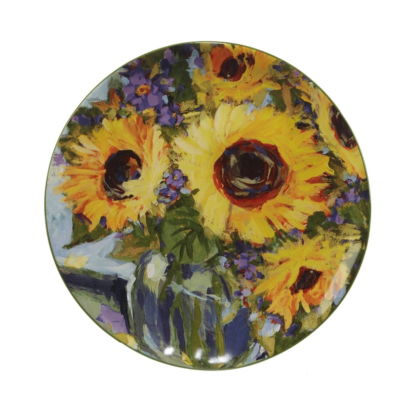 Certified International Sunflower Bouquet 9" Salad/Dessert Plates, Set of 4 Assorted Designs - 10.75' x 11'