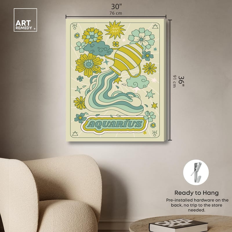Aquarius Stars Card Canvas by Art Remedy, Gallery Wrapped