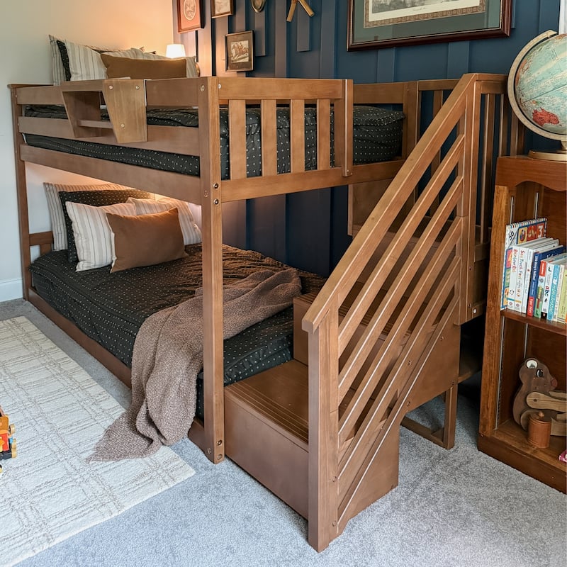 Max and Lily Twin over Twin Low Bunk Bed with Staircase