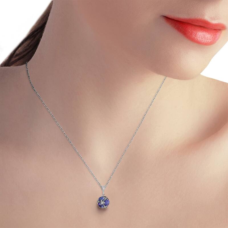 3.40 Carat 14K Solid Gold Natural Tanzanites Necklace Gemstone Series