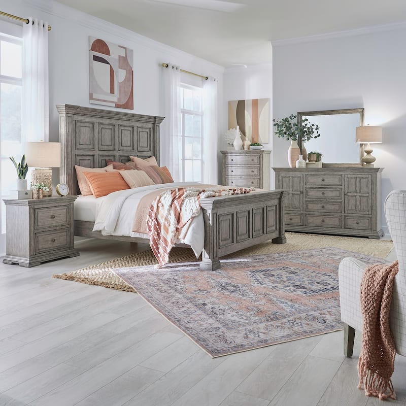 Liberty Furniture Big Valley Panel Bed, Dresser & Mirror, Chest , Night Stand- King or Queen