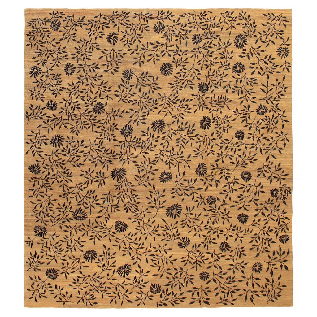 ECARPETGALLERY Flat-Weave Ankara FW Brown Silk, Wool Kilim - 8'6 x 9'6