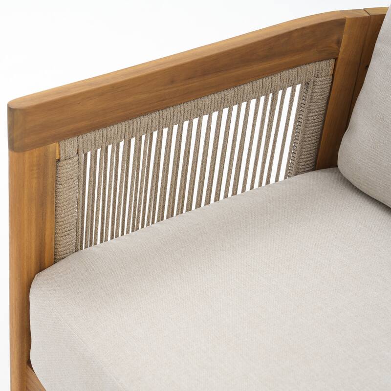 Outdoor 4-Piece Wooden Sofa Conversation Set With Cushions