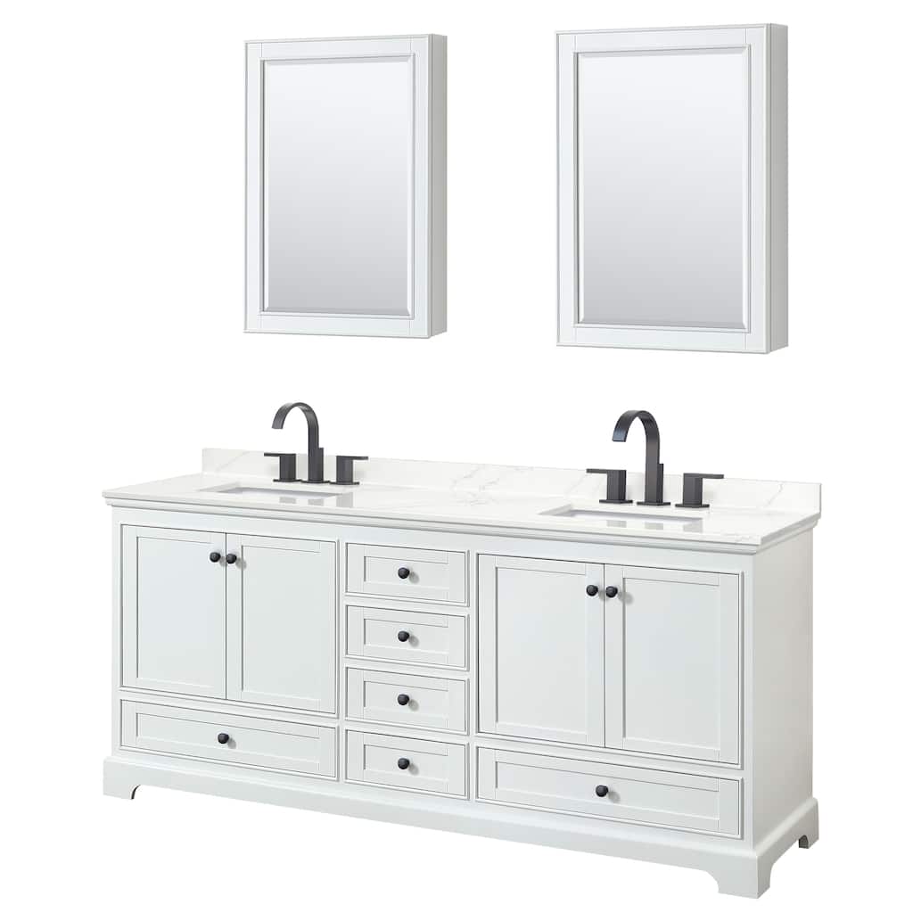 Deborah 80-inch Double Vanity, Quartz Top, Medicine Cabinets