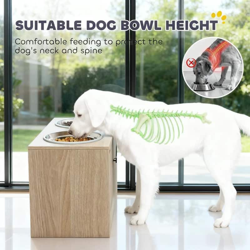 Elevated Dog Bowls with Storage Cabinet