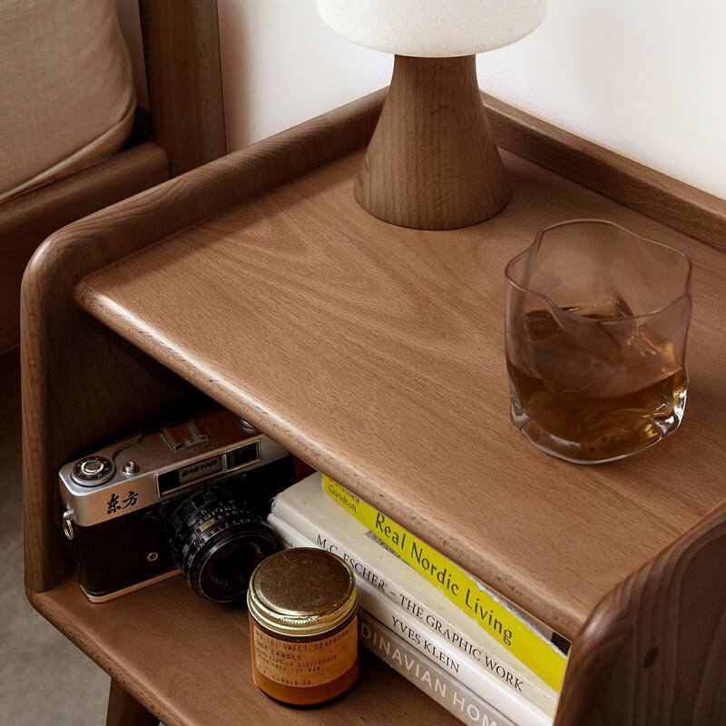 Christopher Knight Home - Elska Solid Beech Nightstand with Open Storage and Rounded Edges