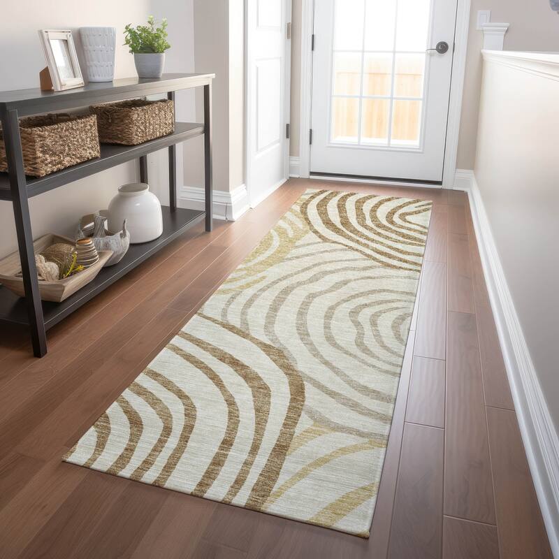 Premium Washable Super Soft Modern Mesmerize Mayfield Rug - Gold - 2' 3" x 7' 6" - Runner