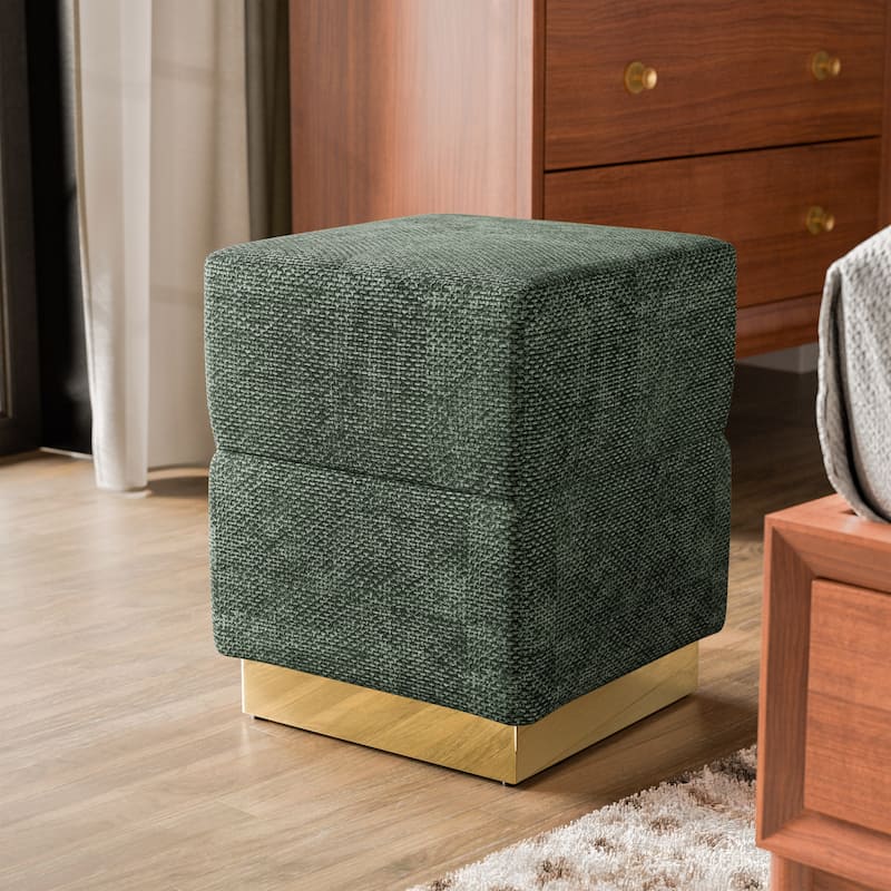 Furniture of America Dashiell Modern 15-inch Chenille Cube Storage Ottoman - Green