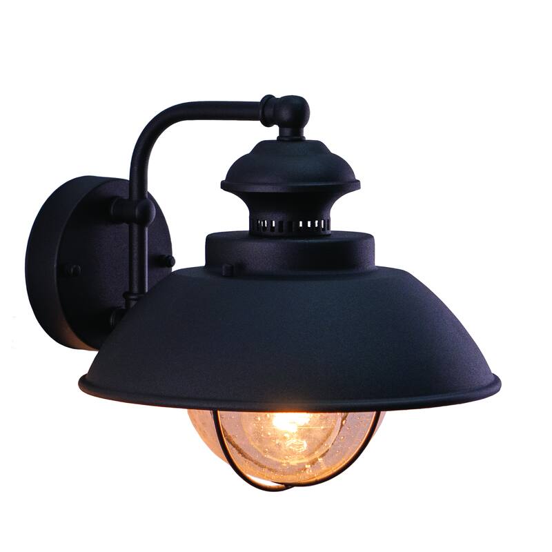 Harwich 1 Light Black Coastal Barn Dome Outdoor Wall Lantern Clear Glass - 10-in W x 10.25-in H x 11.5-in D