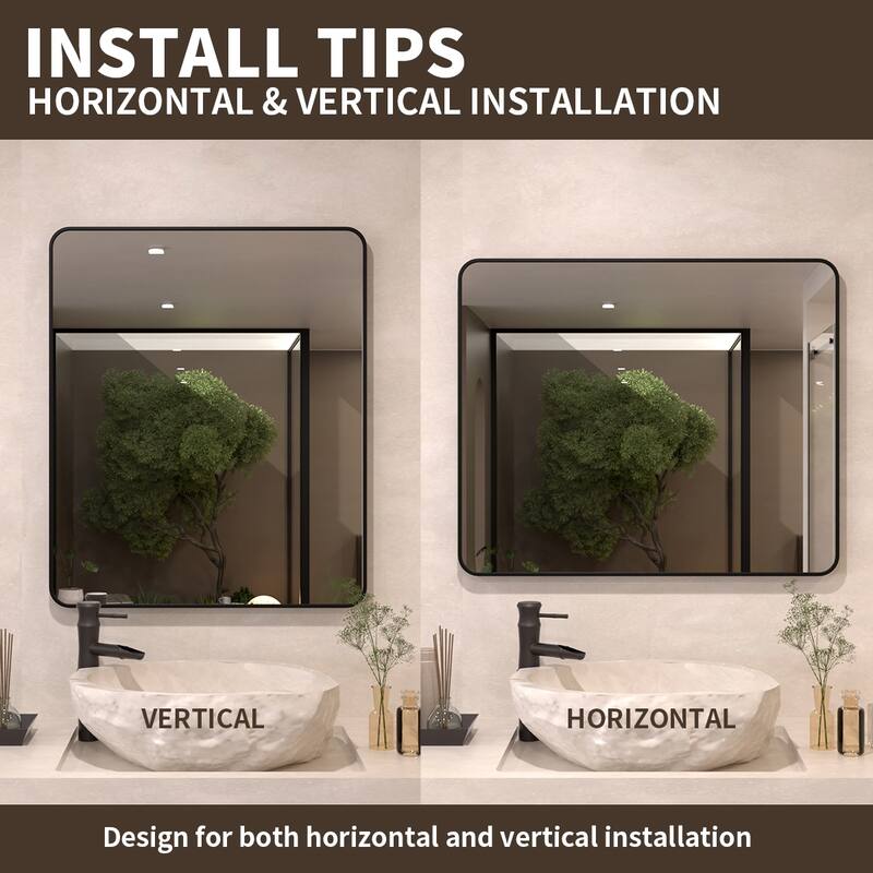 24/30/42/48/60 inch Rectangle Frameless Wall Mounted Bathroom Vanity Mirror