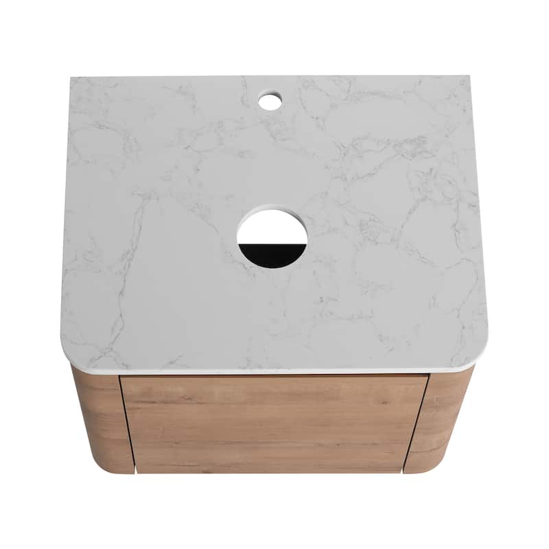 24'' Wall-Mounted Bathroom Vanity & 1-Soft-Close Door, KD-Packing, Plywood (Vanity Only, Excluding Sink)