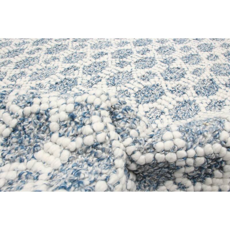 ECARPETGALLERY Braid weave Sienna Blue Wool Rug - 5'5 x 7'9