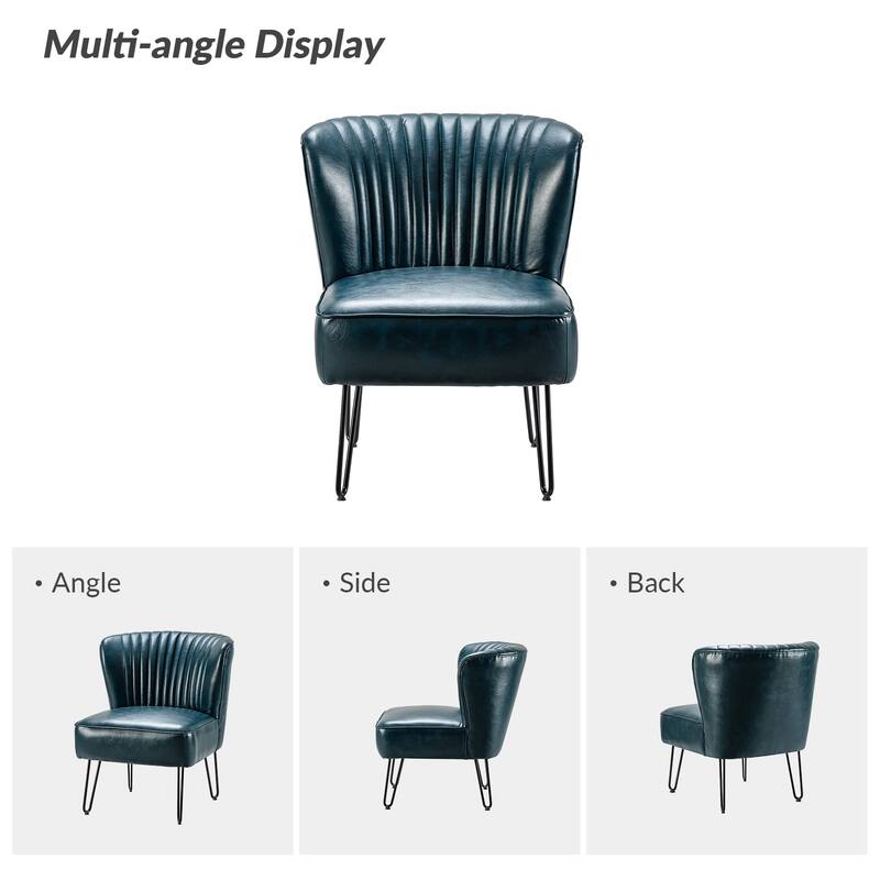 Donia Modern Faux Leather Armless Wingback Side Chair with Metal Legs Set of 2 by HULALA HOME