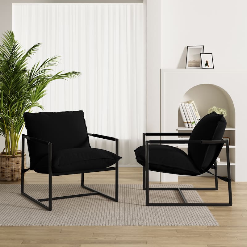 Metal Framed Armchair Sling Accent Chair Set of 2