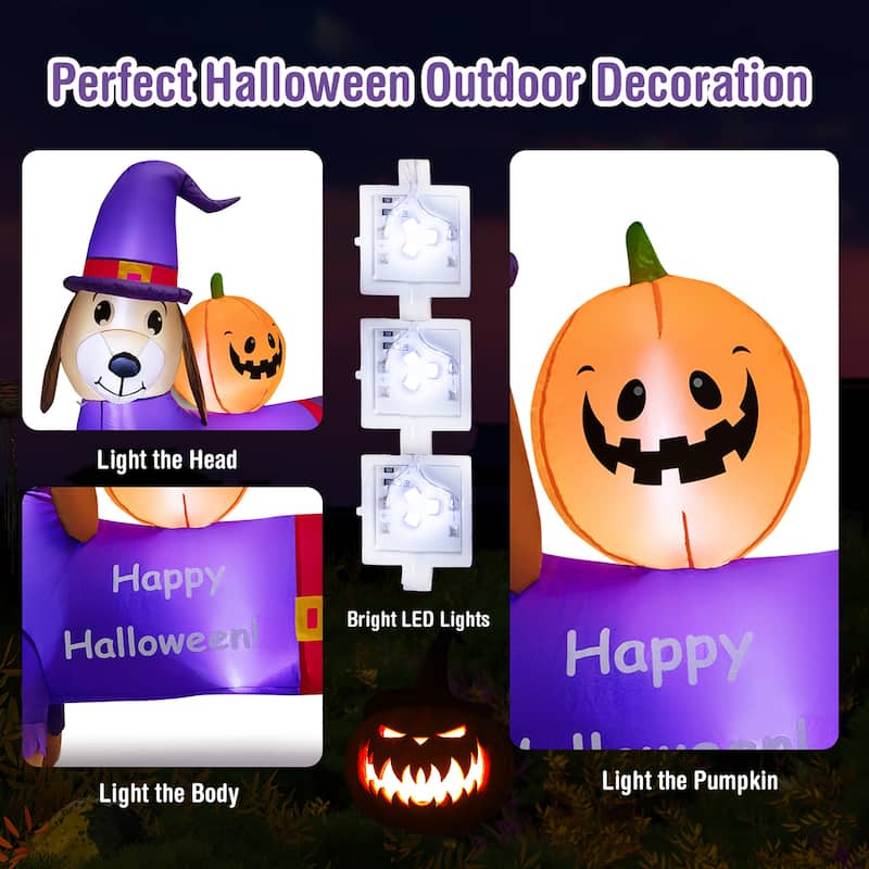 Costway 5 FT Long Halloween Inflatable Dachshund Dog with Pumpkin Self - See Details