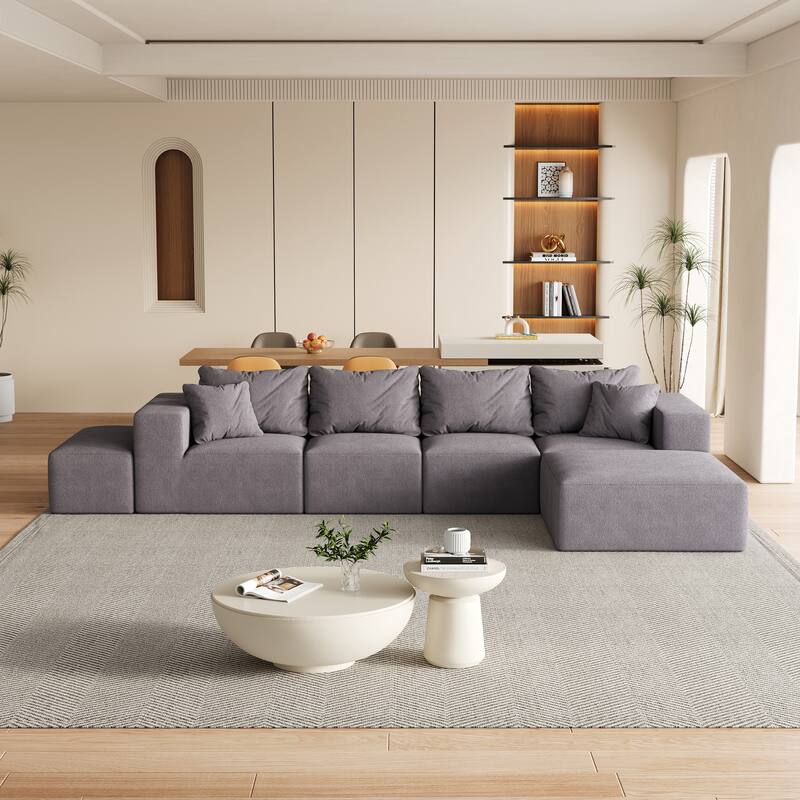 Living Room Modular Couch Chenille Upholstered Sectional Sofa Set