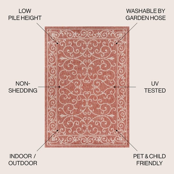 dimension image slide 16 of 28, JONATHAN Y Filigree Textured Weave Indoor/Outdoor Area Rug