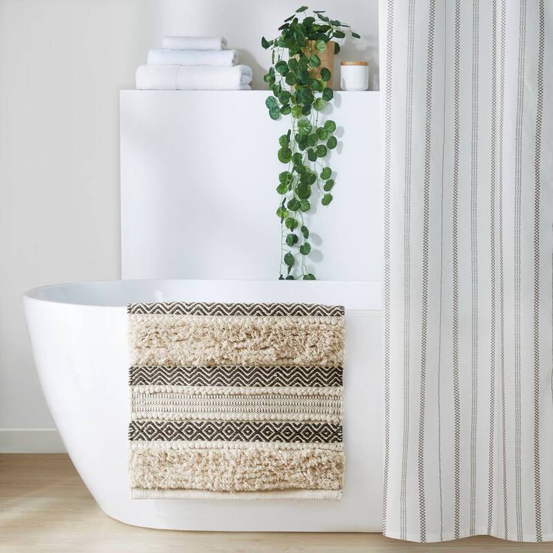 INK+IVY Asher Woven Texture Stripe Bath Rug