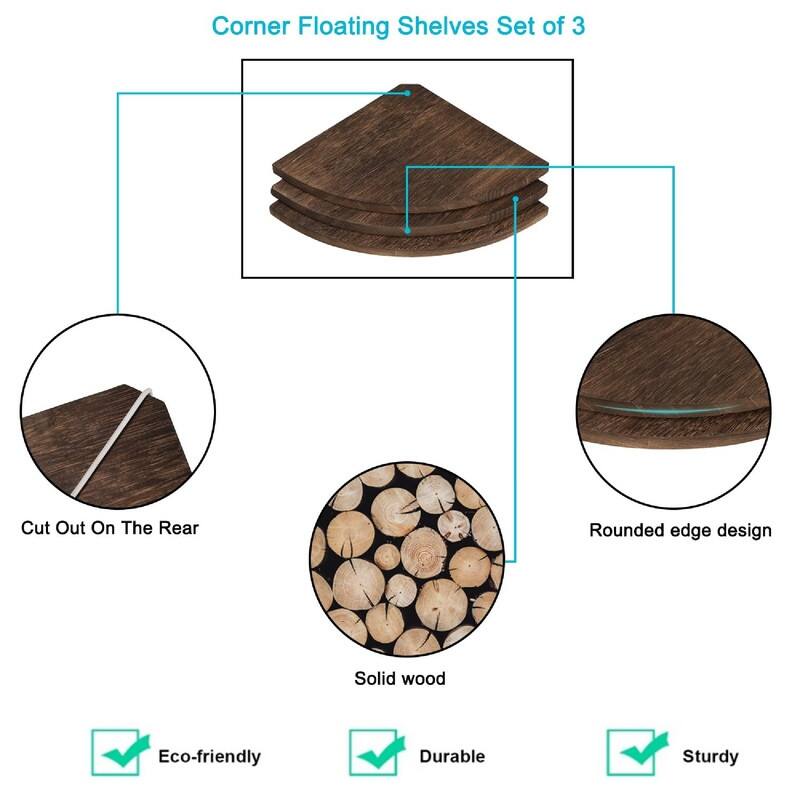 Corner Wall Shelves - 10"D x 10"W x 0.7"H