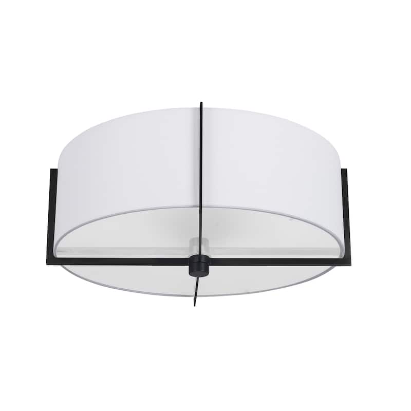 3-Light Semi-Flush Mount Ceiling Light - Matte Black Finish, White Shade - 4