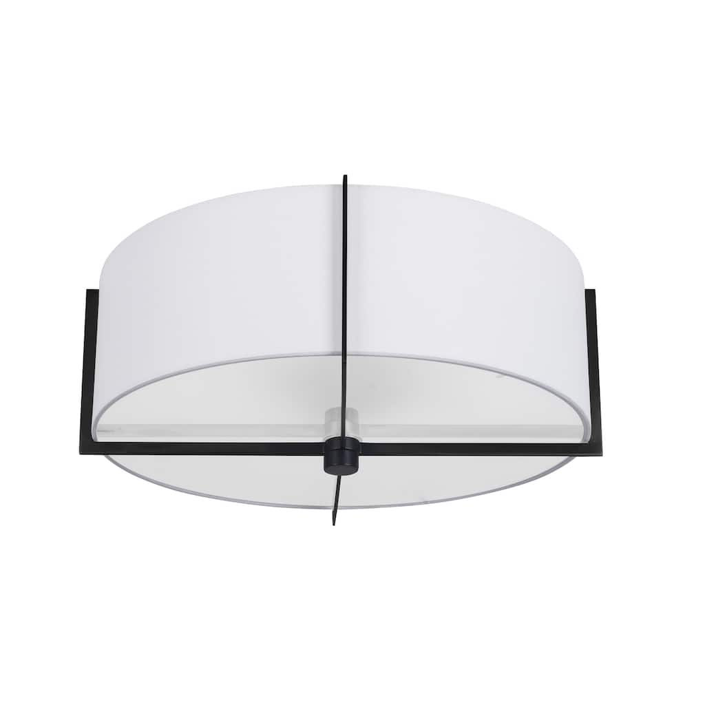 3-Light Semi-Flush Mount Ceiling Light - Matte Black Finish, White Shade - 4