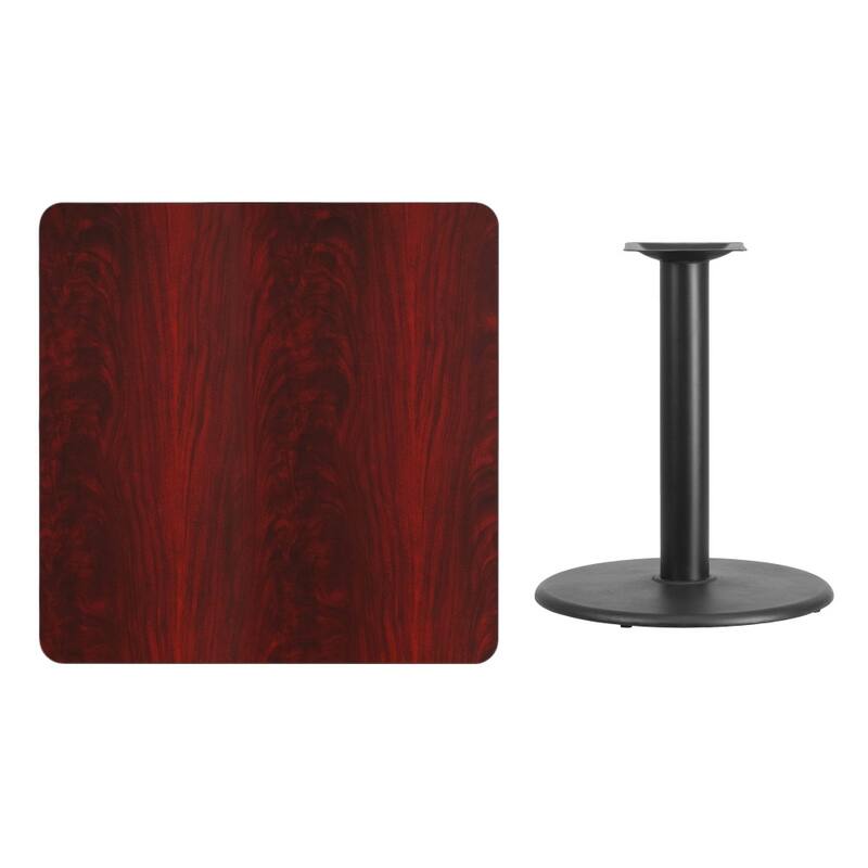 36'' Square Laminate Table Top with 24'' Round Table Height Base - 36"W x 36"D x 31.125"H - 36"W x 36"D x 31.125"H